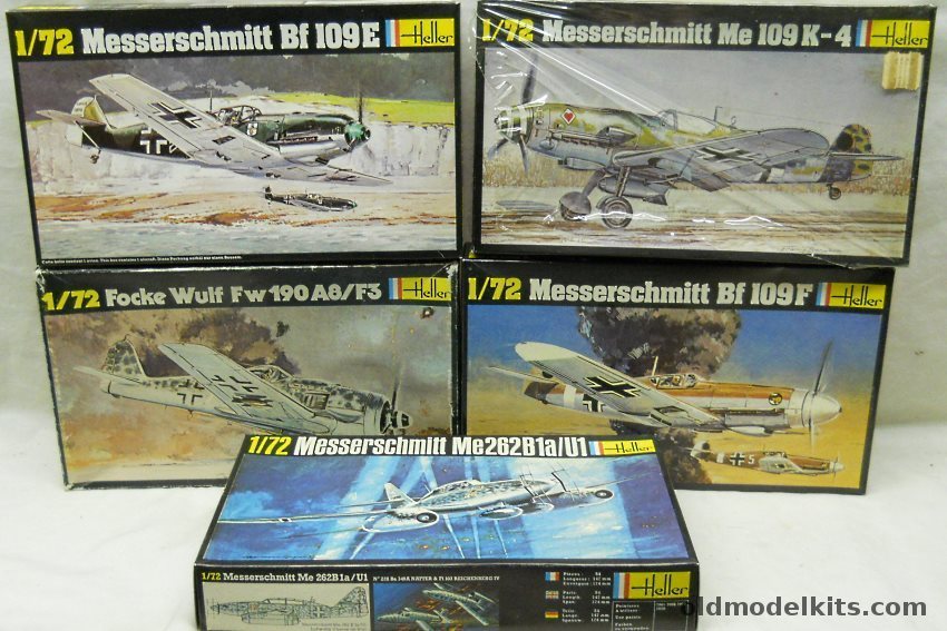 Heller 1/72 Messerschmitt Bf-109F / Me-109 K4 (Bf-109 K-4) / Me-262B 1a/U1 / Focke Wulf FW-190 A8/F3 - SALE plastic model kit